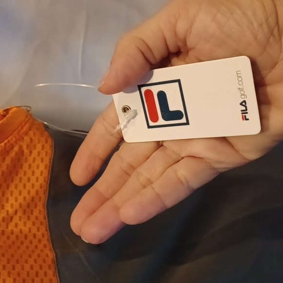 Fila Women’s NWT activewear gray top with orange strip block stripe - Picture 3 of 8